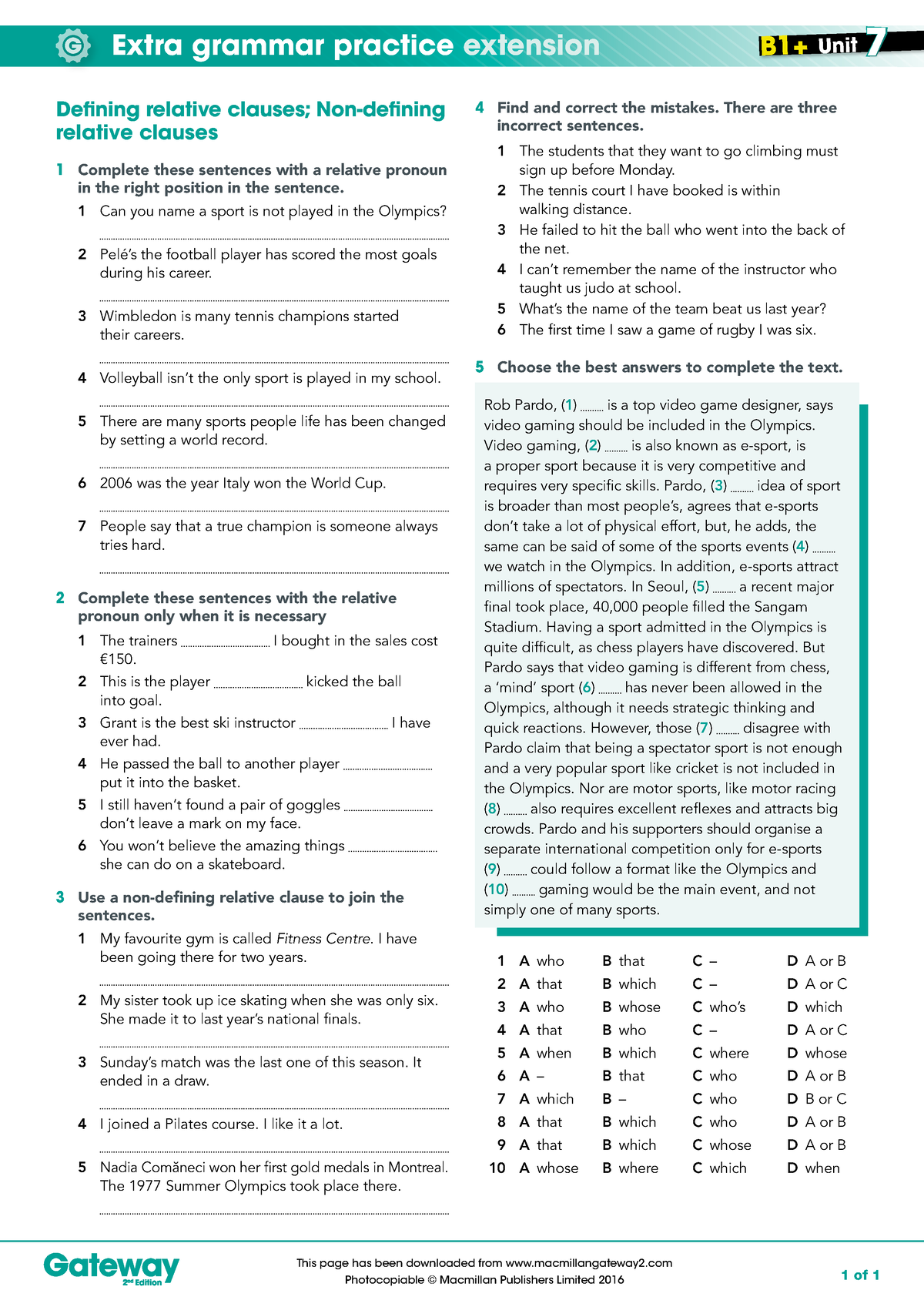 B1+ UNIT 7 Extra Grammar Practice Extension - Extra Grammar Practice ...