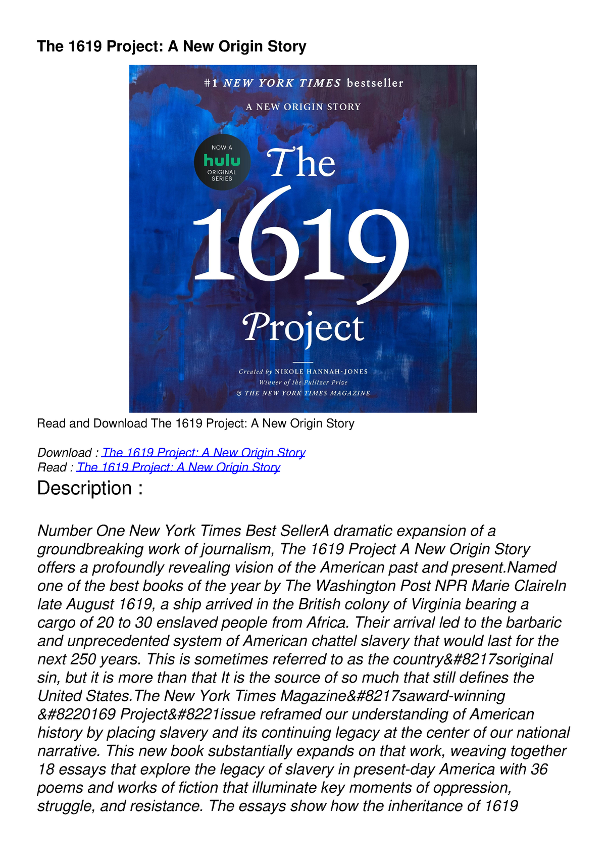 1619 project original essay