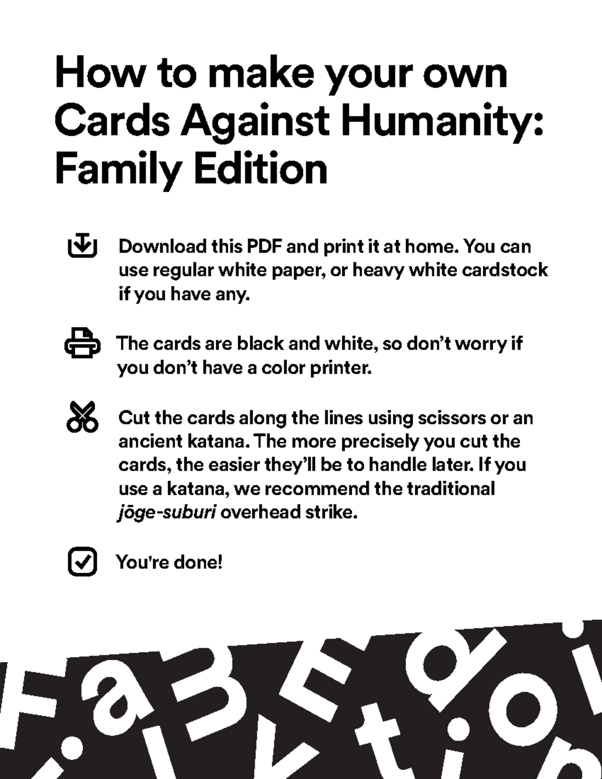CAH Family Small Cards How to make your own Cards Against Humanity