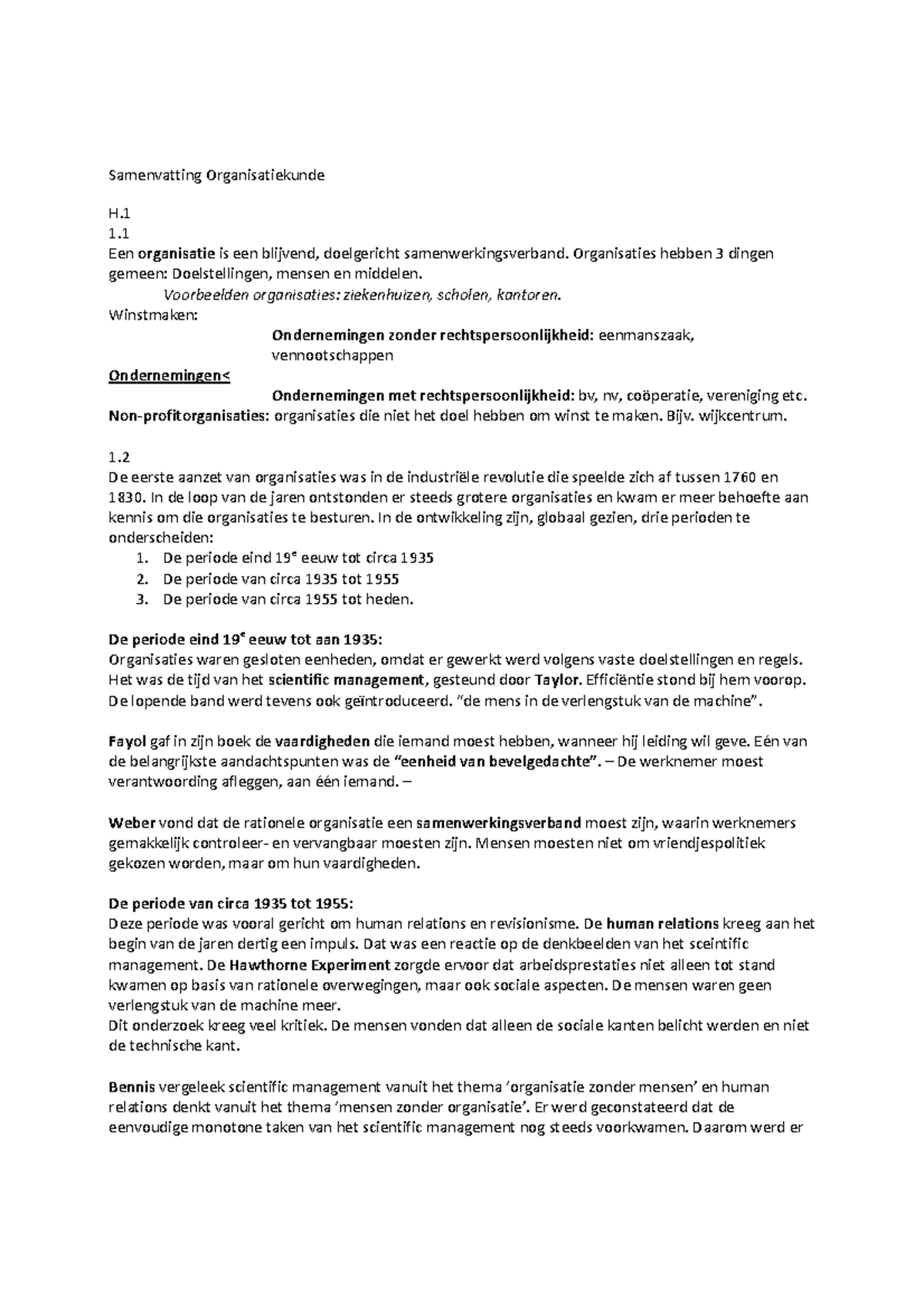 Samenvatting Inleiding Organisatiekunde Loek Ten Berge En Marco Oteman ...