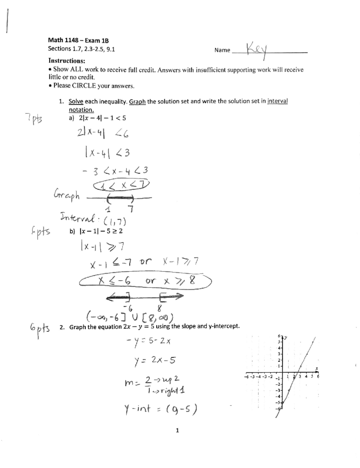 Math Exam 1B Solutions - Math-1148 - Studocu