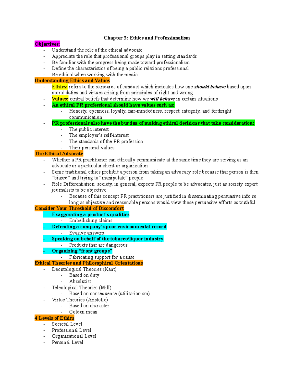 chapter 3 aplia assignment ethics