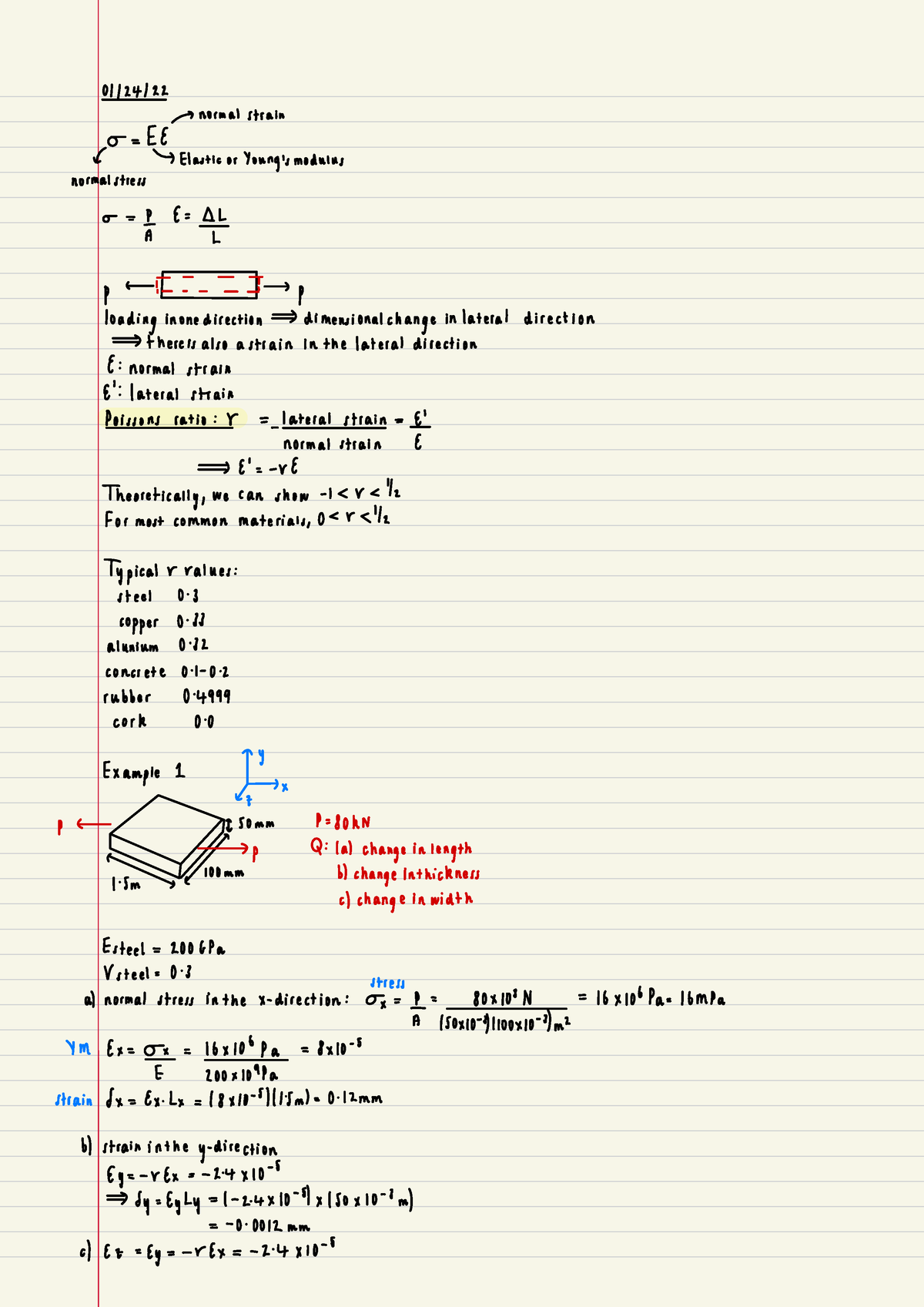 Deformable Bodies - Week 3 Lecture Notes - 01124122 Normal Strain =EE ...