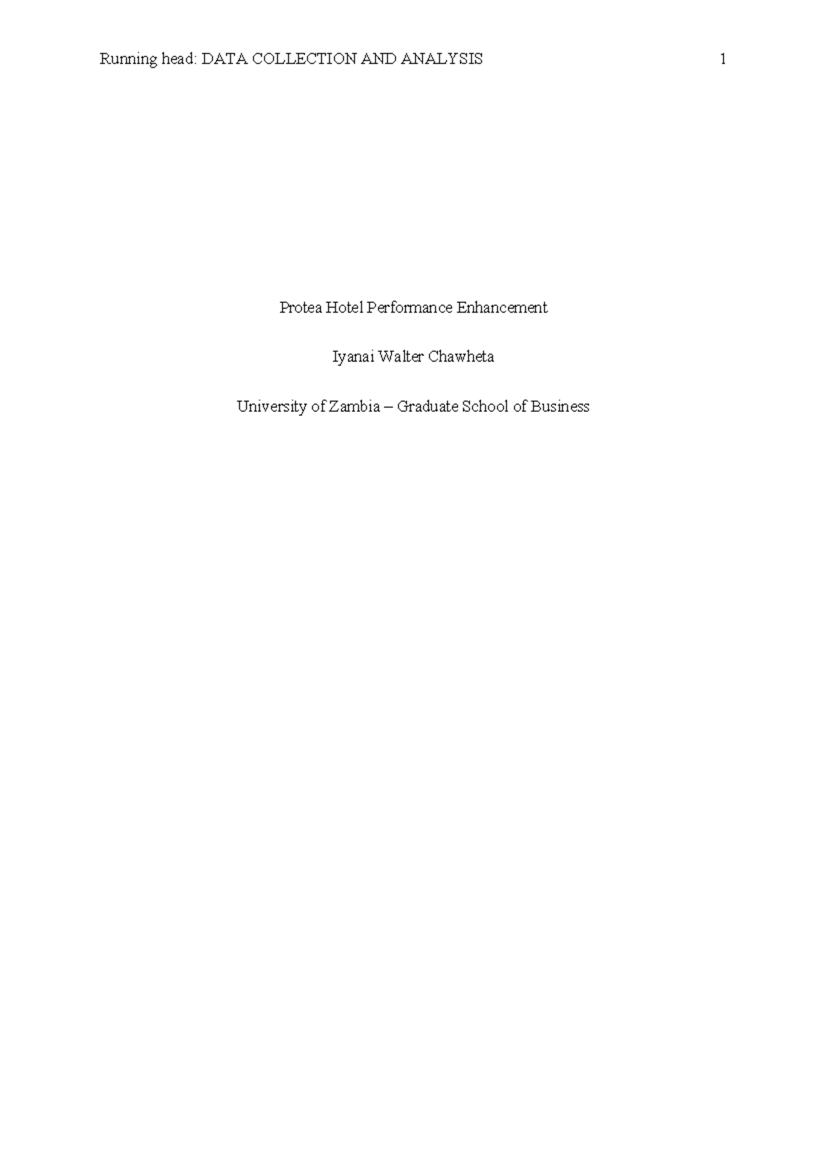 M7 Research Methods Assignment-f - Running head: DATA COLLECTION AND ...