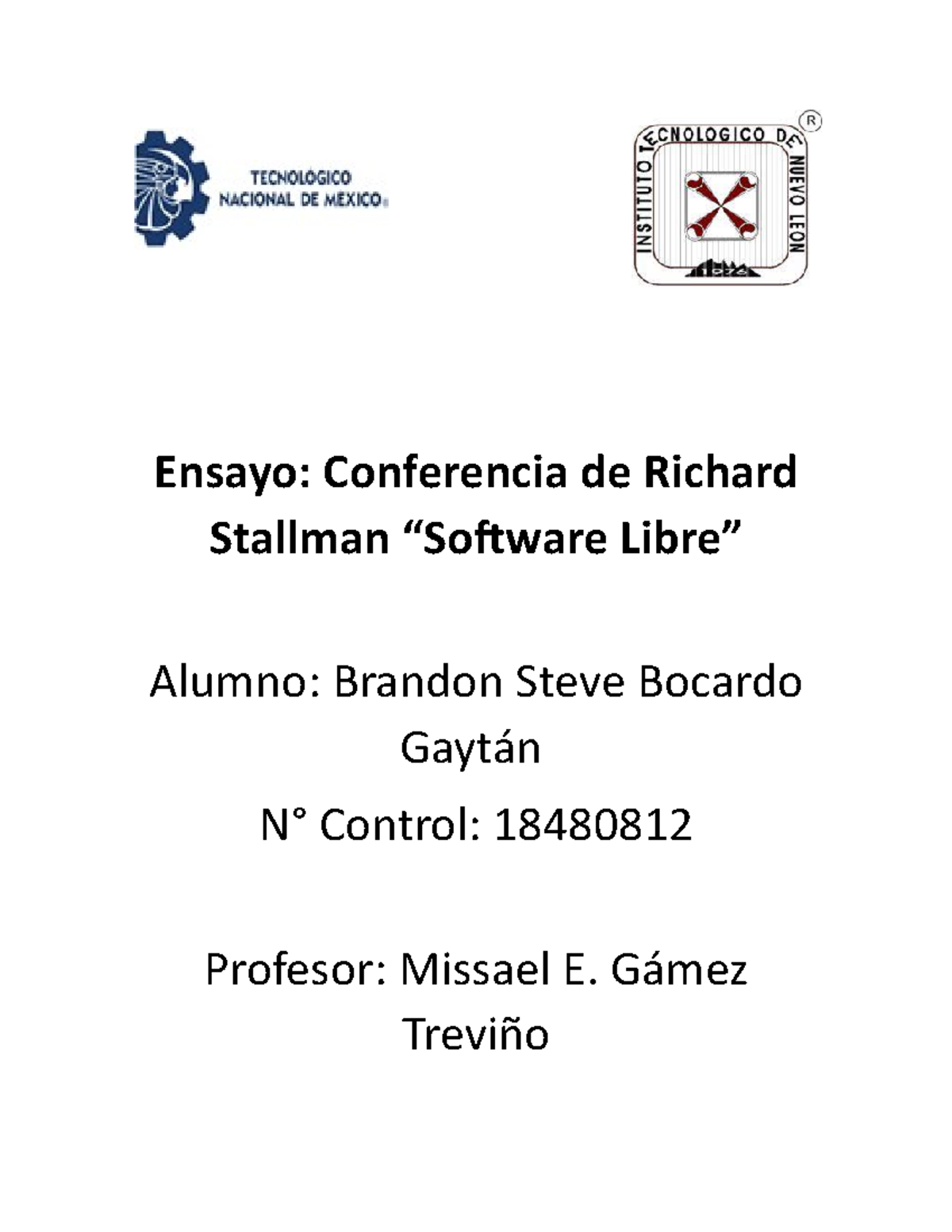 Ensayo Software Libre - Ensayo: Conferencia De Richard Stallman ...