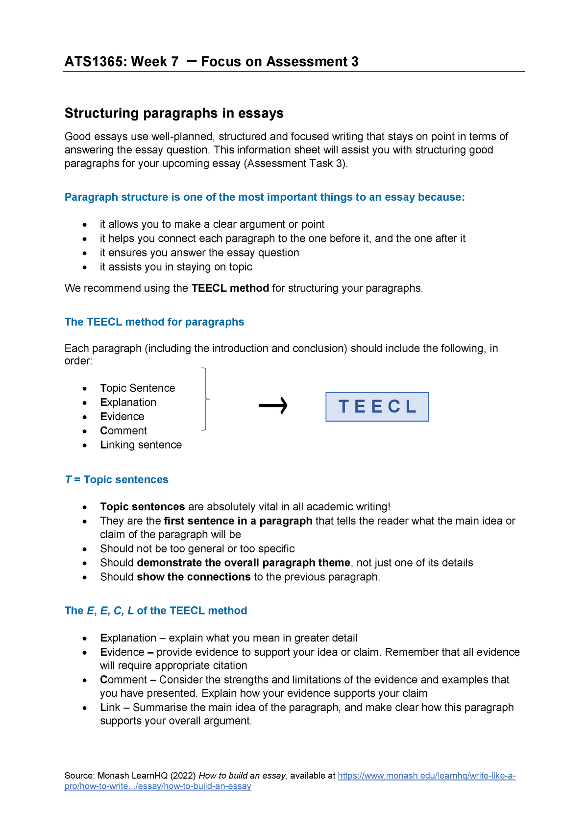 essay outline monash