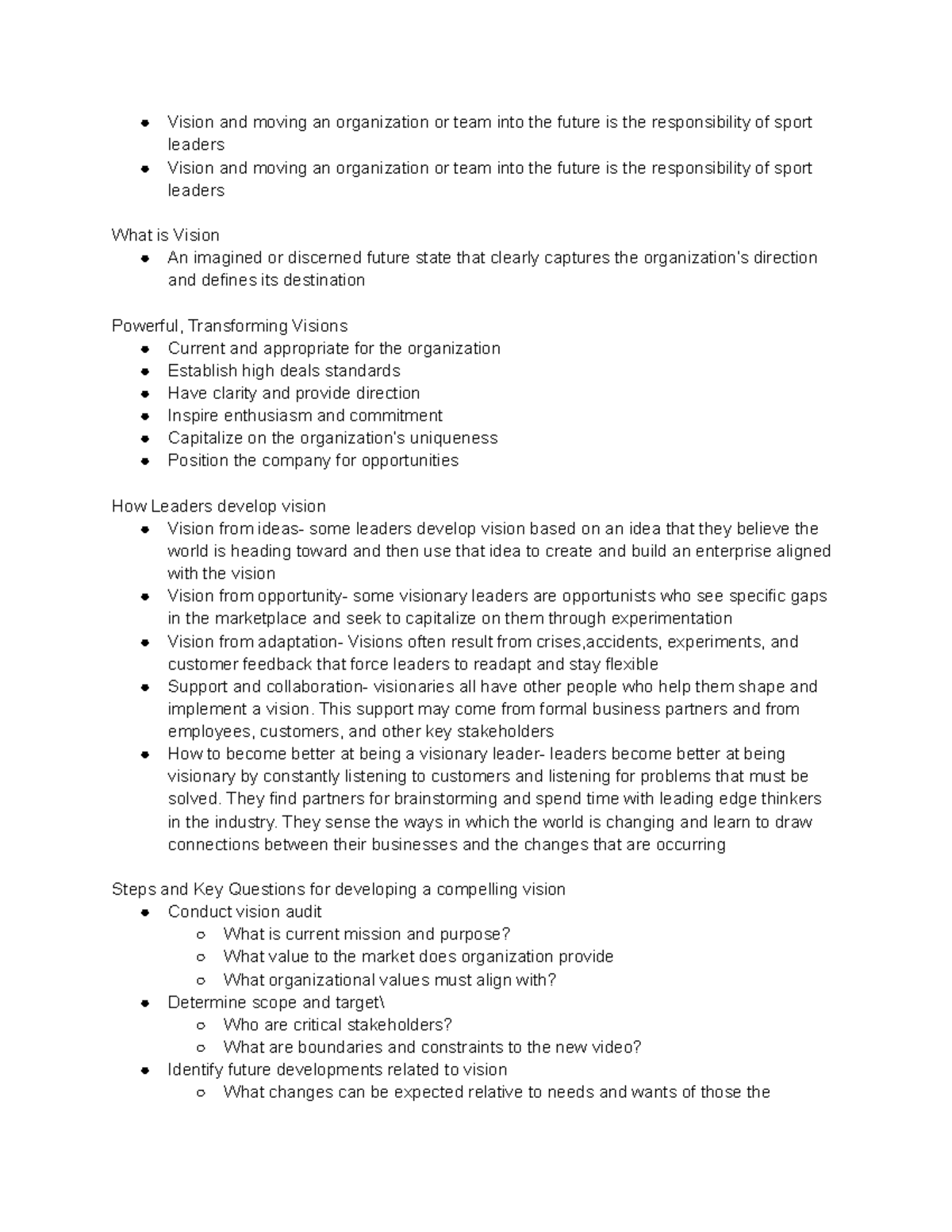 Vision and Strategic Leadership - Vision and moving an organization or ...