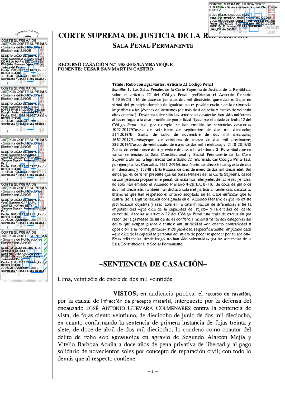 Casacion N - CORTE SUPREMA DE JUSTICIA DE LA REPÚBLICA SALA PENAL ...