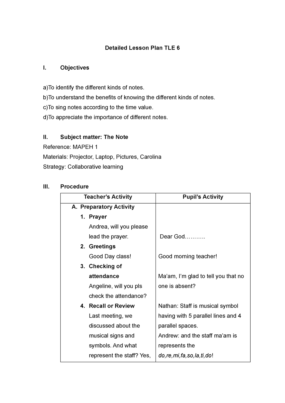 Detailed Lesson Plan In Mapeh 1 - Detailed Lesson Plan TLE 6 I ...