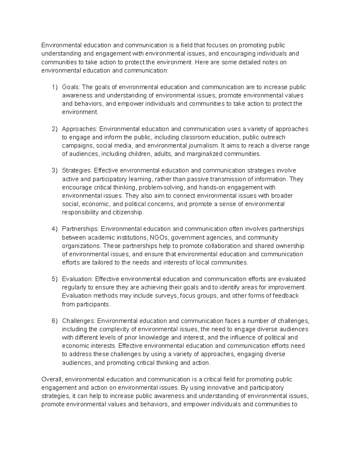 Environmental Education and Communication: Environmental Science ...