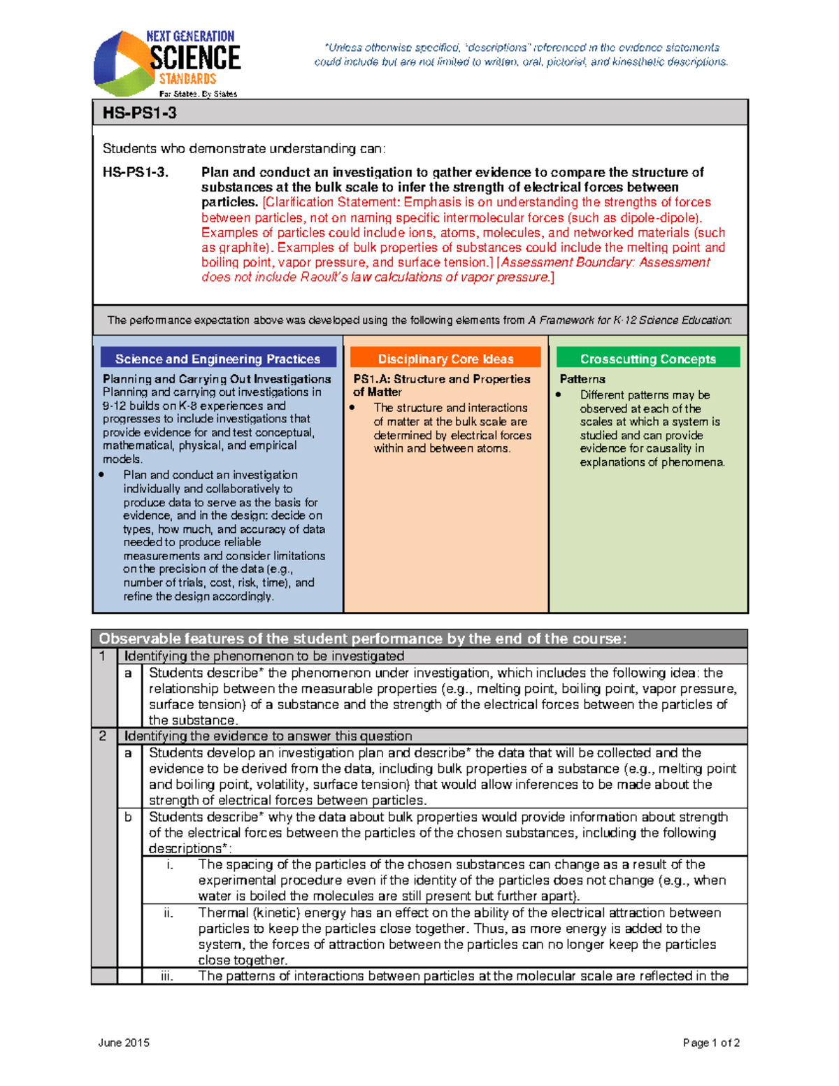 HS-PS1-3 Evidence Statements June 2015 asterisks - HS-PS1- 3 Students ...