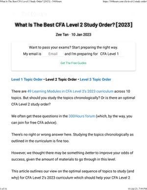 What Is The Best CFA Level 1 Study Order? [2024] - 300Hours