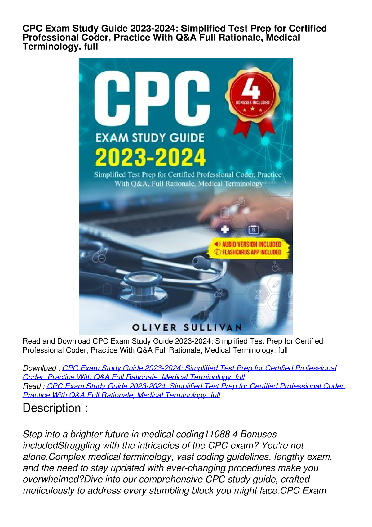 READ CPC Exam Study Guide 20232024 Simplified Test Prep for Certified