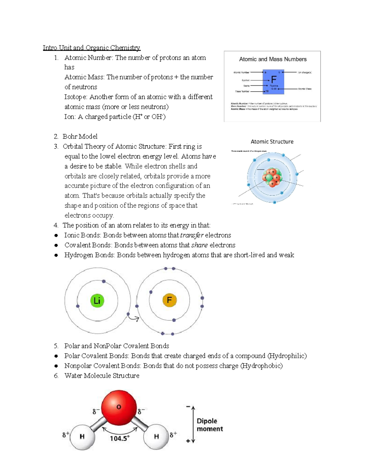 Biology Semester Review Notes - Intro Unit and Organic Chemistry 1 ...