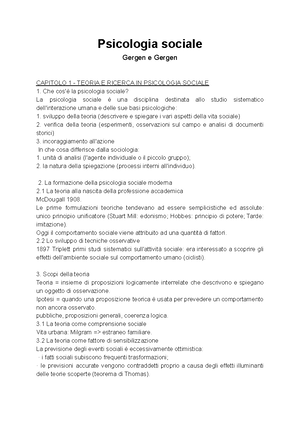 Psicologia Sociale Riassunto Dettagliato Dei Capitoli Del