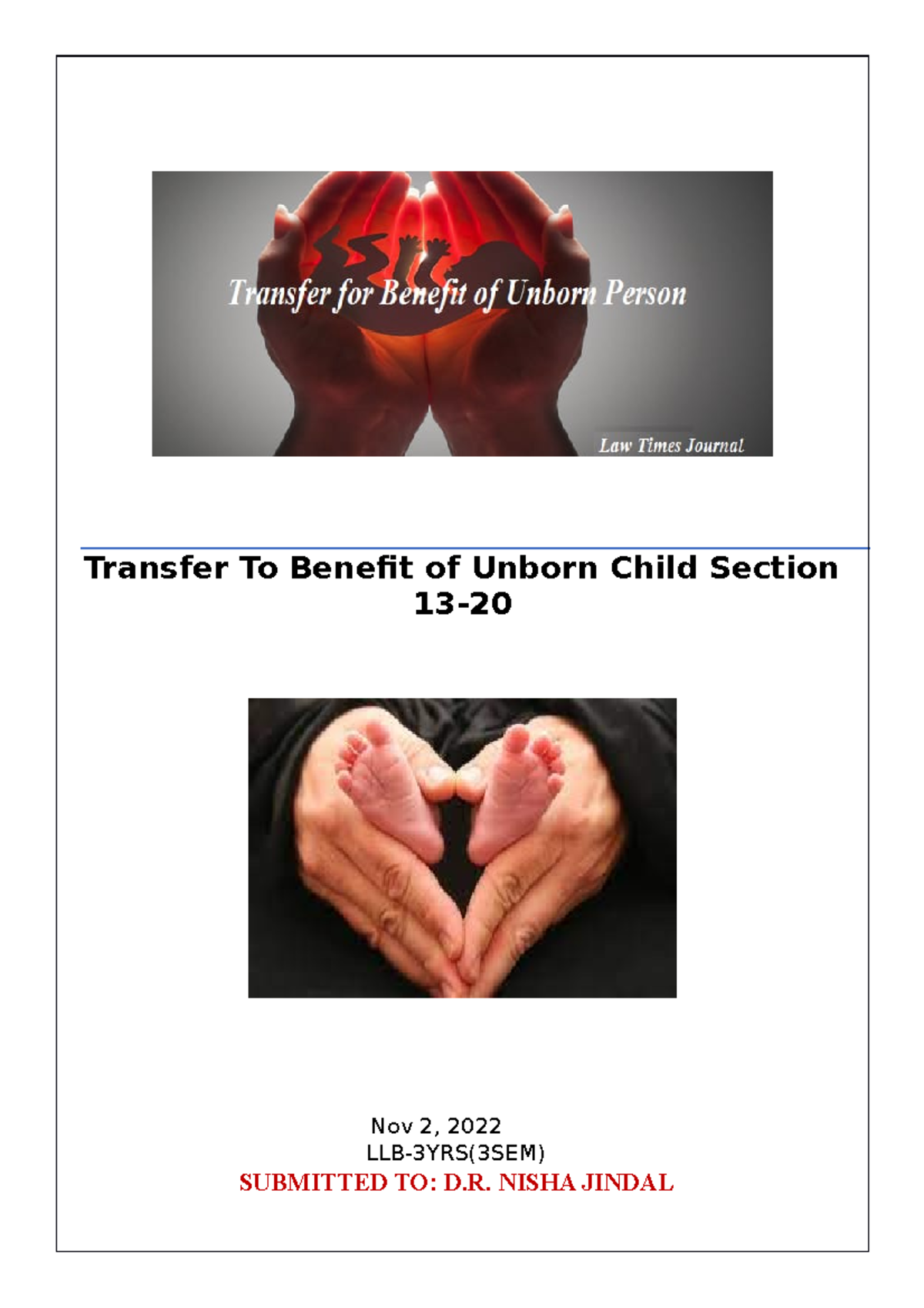 Tpa transfer of property Transfer To Benefit of Unborn Child Section 13 Nov 2, 2022 Studocu
