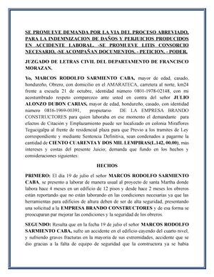 Litisconsorcio Necesario - SE PROMUEVE DEMANDA POR LA VIA DEL PROCESO  ABREVIADO, PARA LA - Studocu