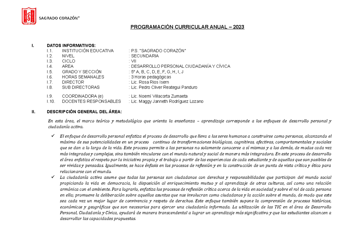 DPCC Programacion 5TO - LEER - PROGRAMACIÓN CURRICULAR ANUAL – 2023 I ...