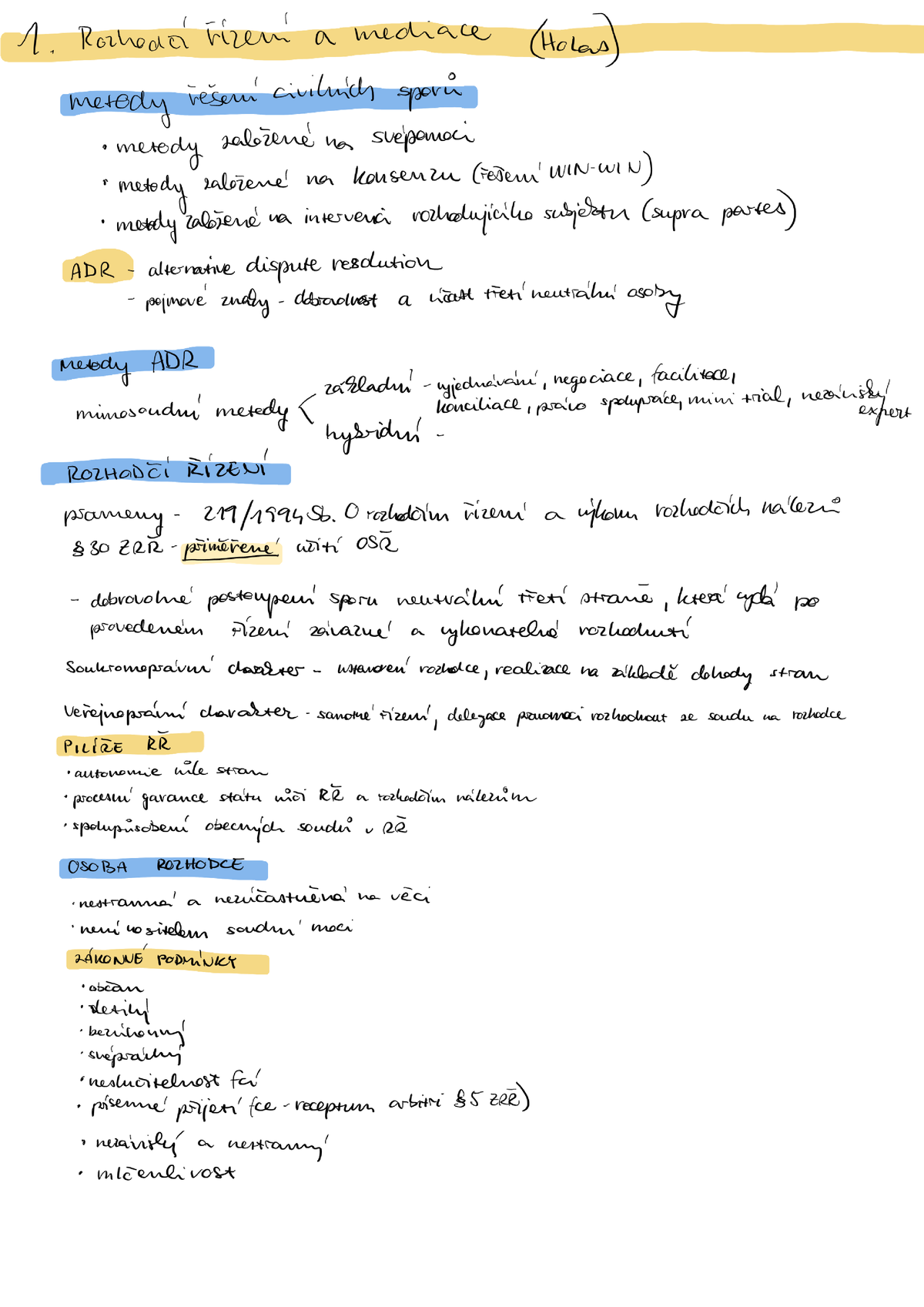 přednáška 1, mediace apod - Civilní právo procesní II - Studocu