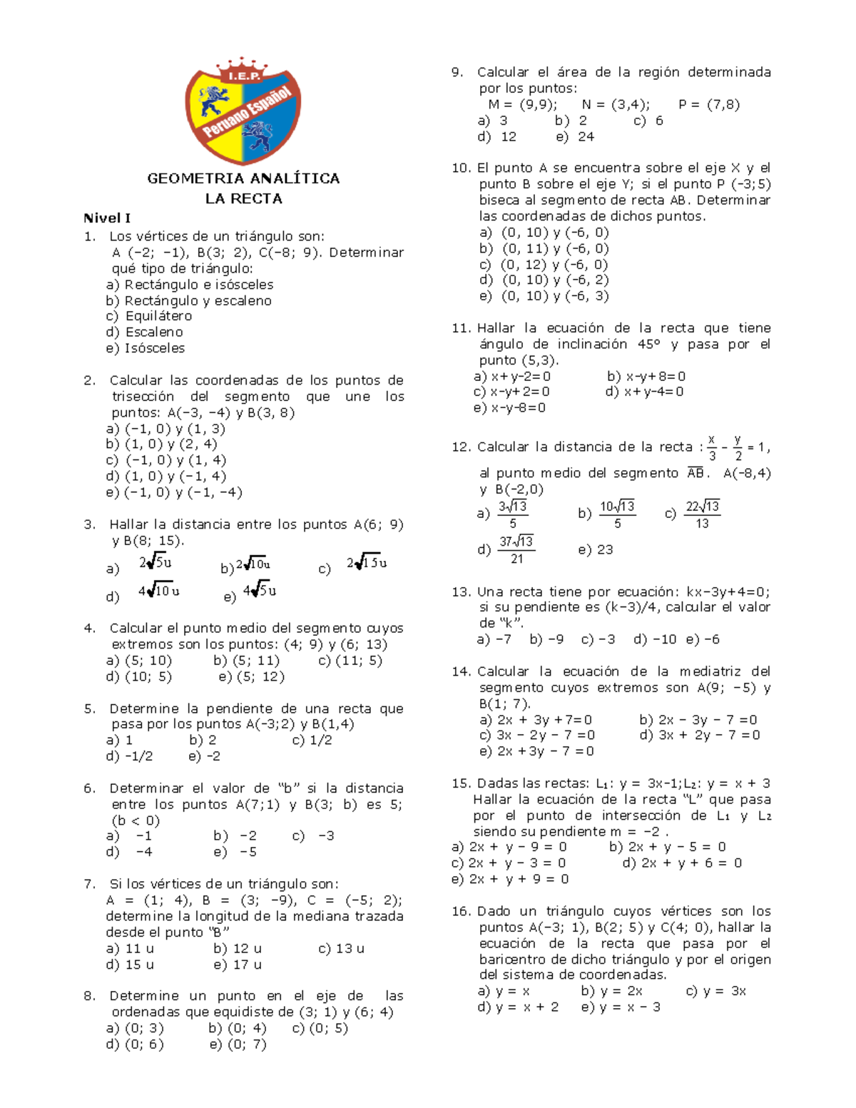 8676f21666090478 Larectaperuanoespañolok - GEOMETRIA ANALÍTICA LA RECTA ...