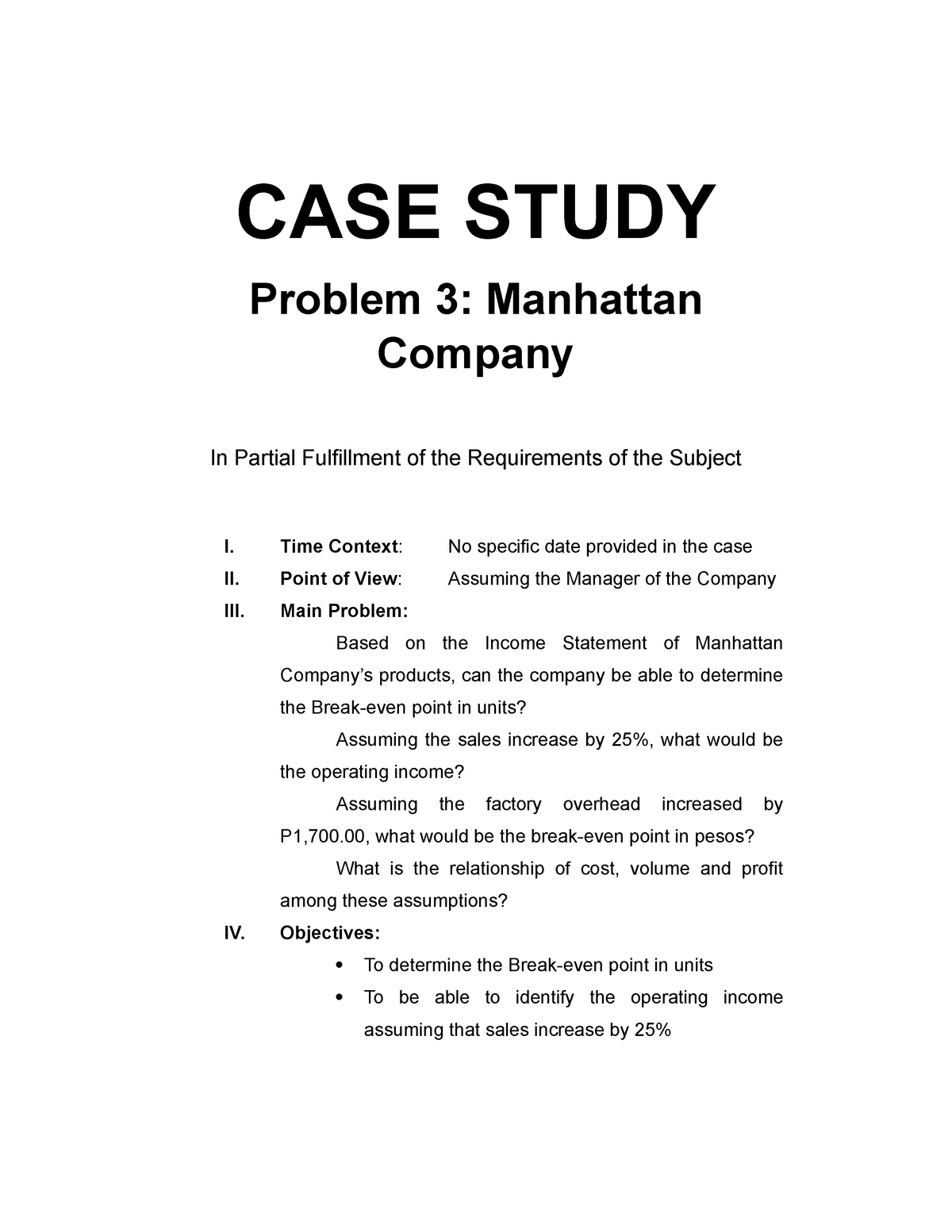 statement of problem in case study
