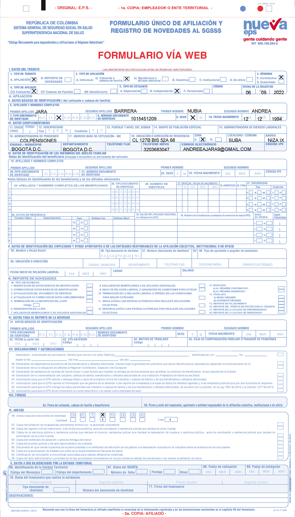 Formulario-unico-de-afiliacion-nueva-eps 1 - O. 280235 04/ - 2a. COPIA ...