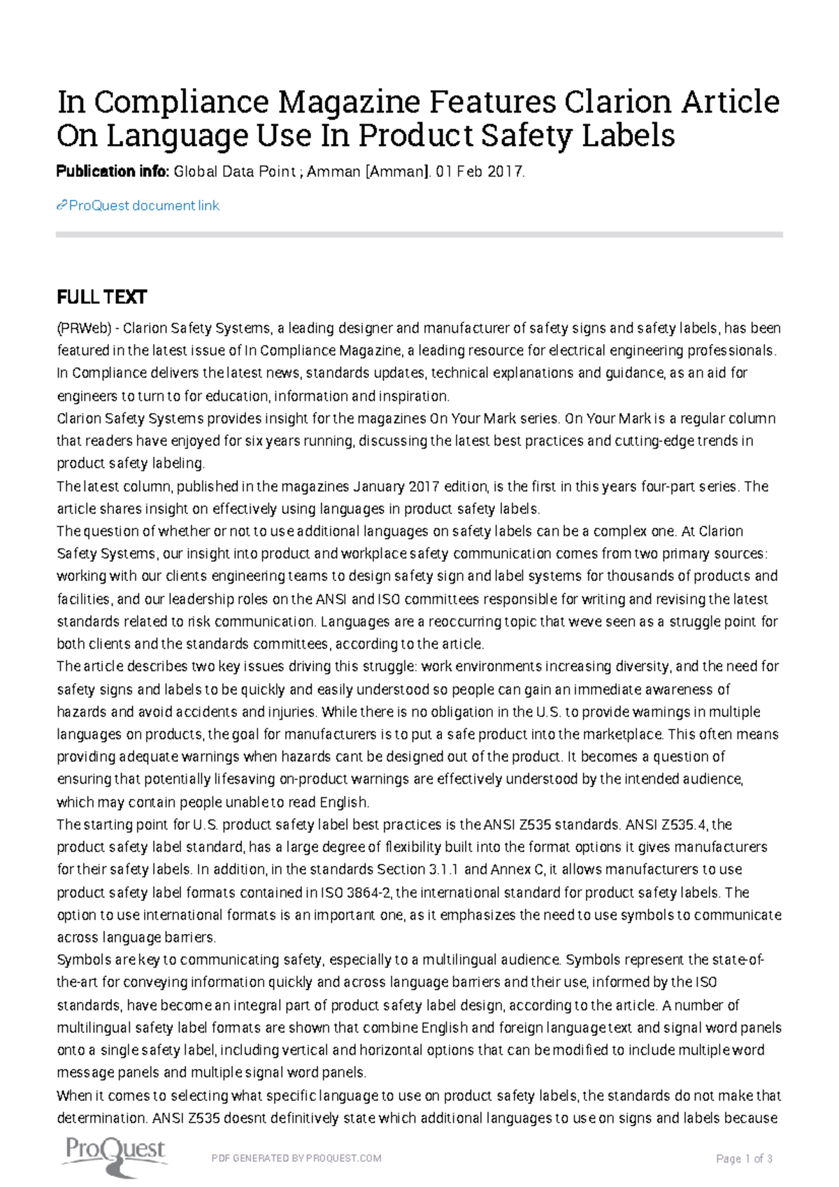 In Compliance Magazine Features Clarion Article On Language Use In