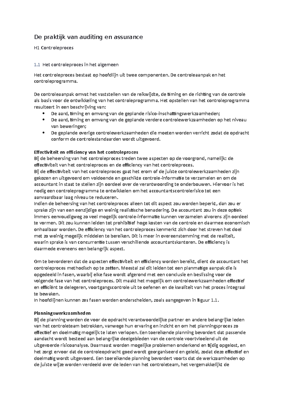 Auditing en assurance - De praktijk van auditing en assurance H1 ...