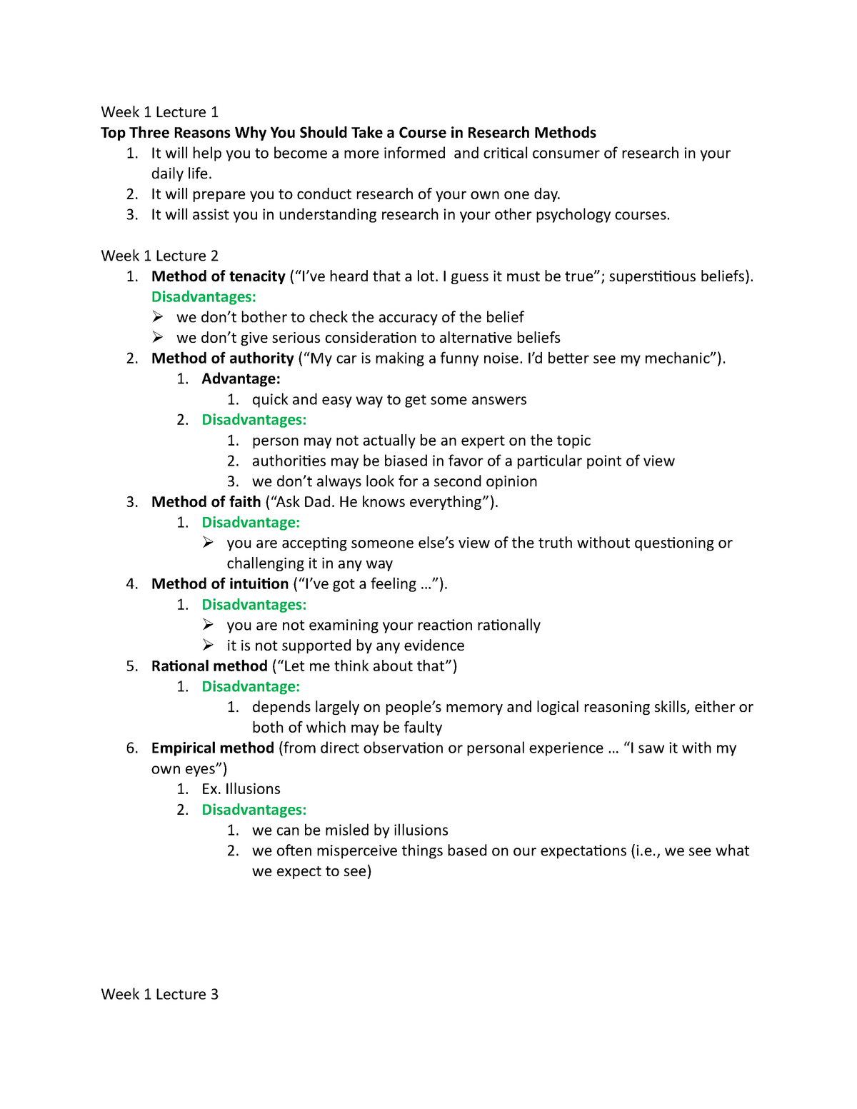 RDA chapter 1 - Lecture notes 1 - Week 1 Lecture 1 Top Three Reasons ...