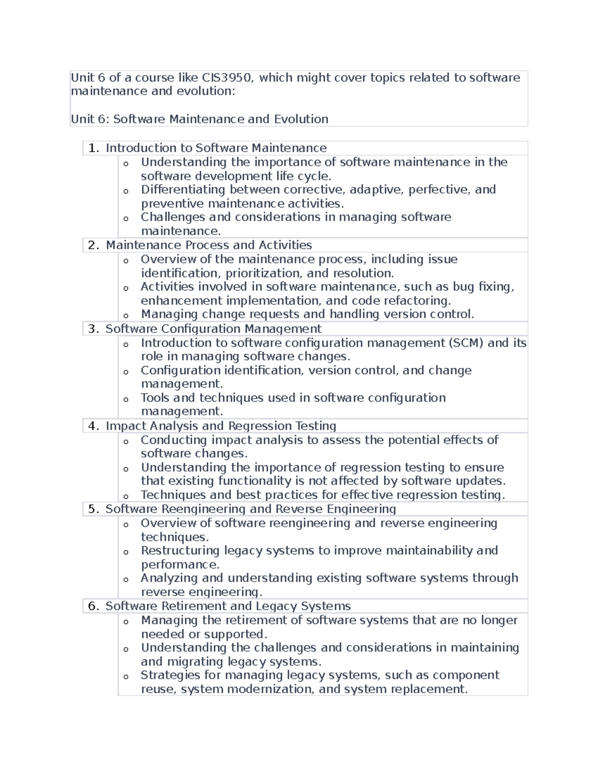 Unit 6: Software Maintenance and Evolution - Studocu
