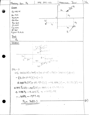 HW 1.3-Calculations For Exercises. - ME201 - Studocu