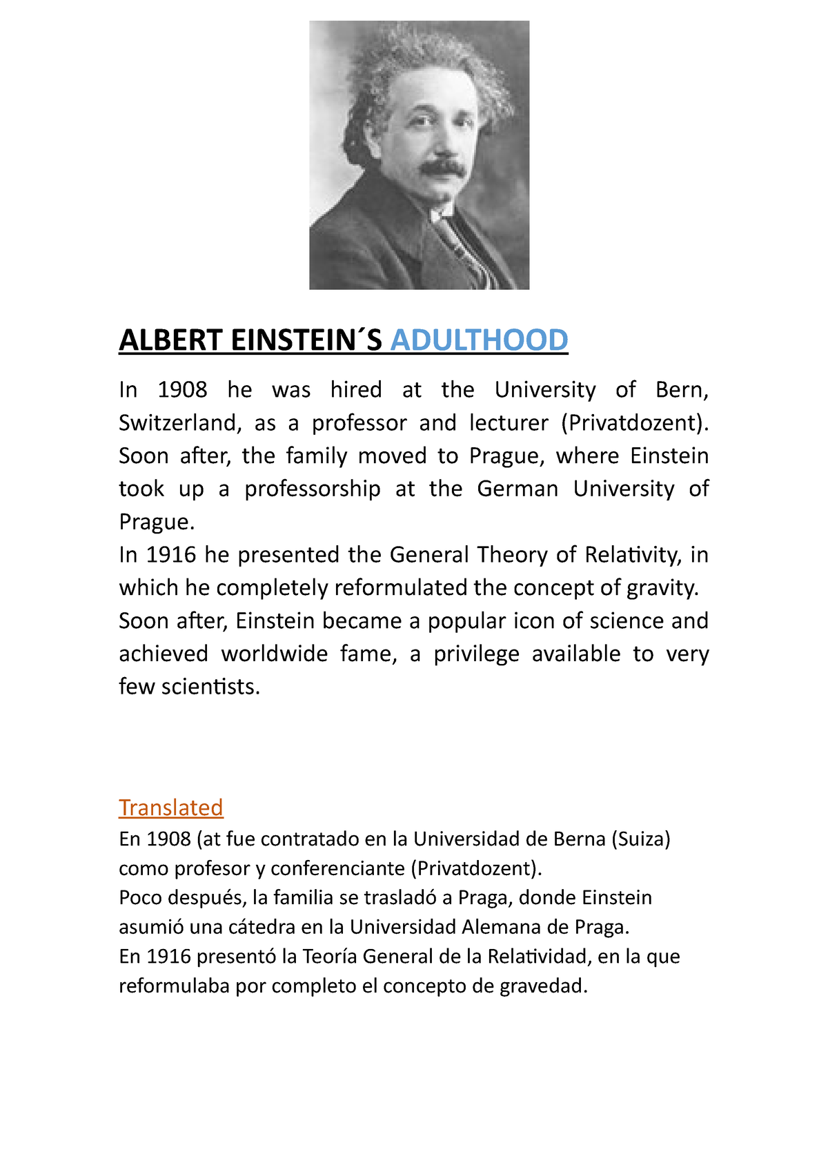 albert einstein adulthood biography