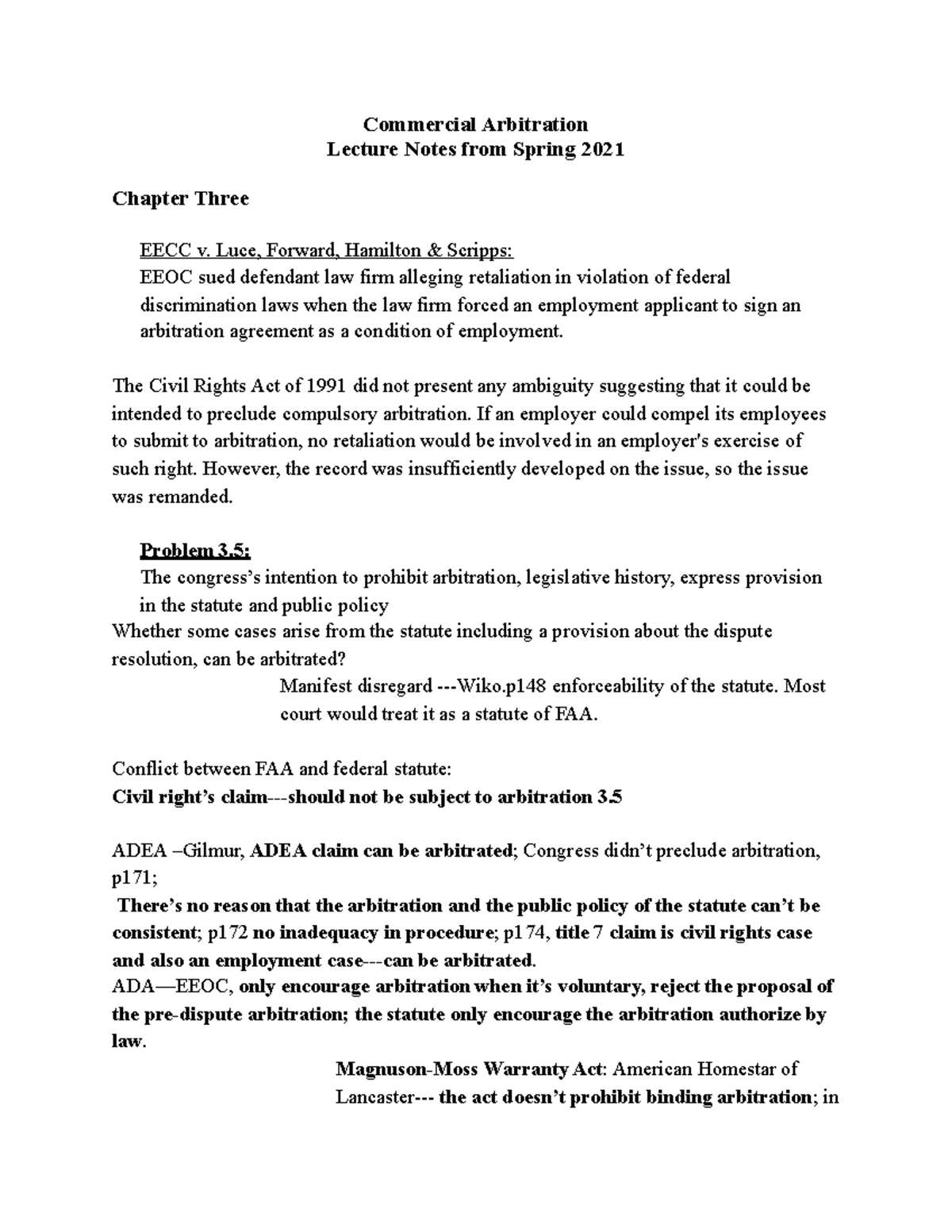 3.5 The Civil Rights Act of 1991 - Commercial Arbitration Lecture Notes ...