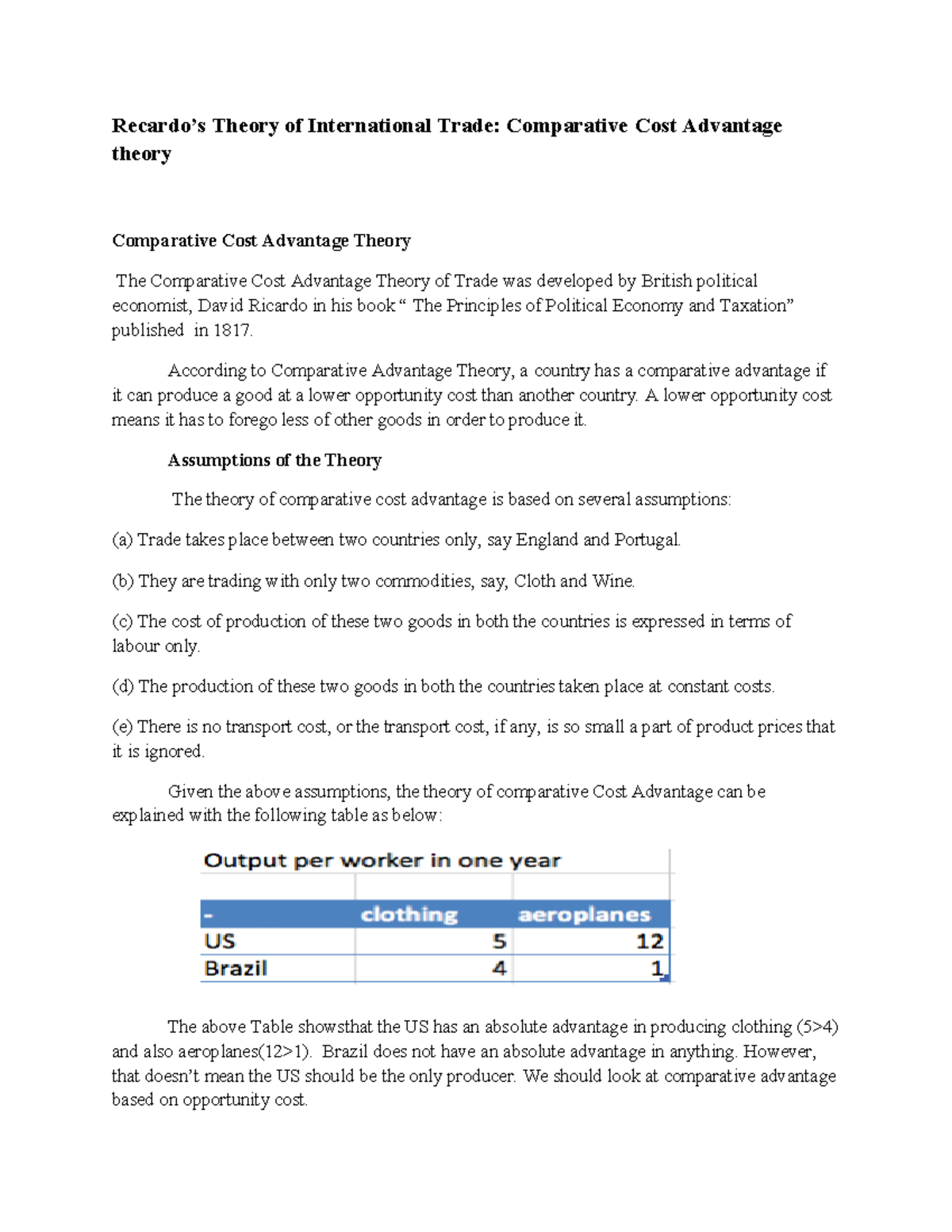 1627266992 - Theory of big push - Recardo’s Theory of International