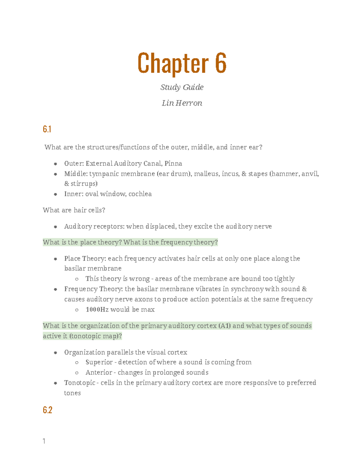 B+B Chapter 6 Study Guide - Chapter 6 Study Guide Lin Herron 6. What ...