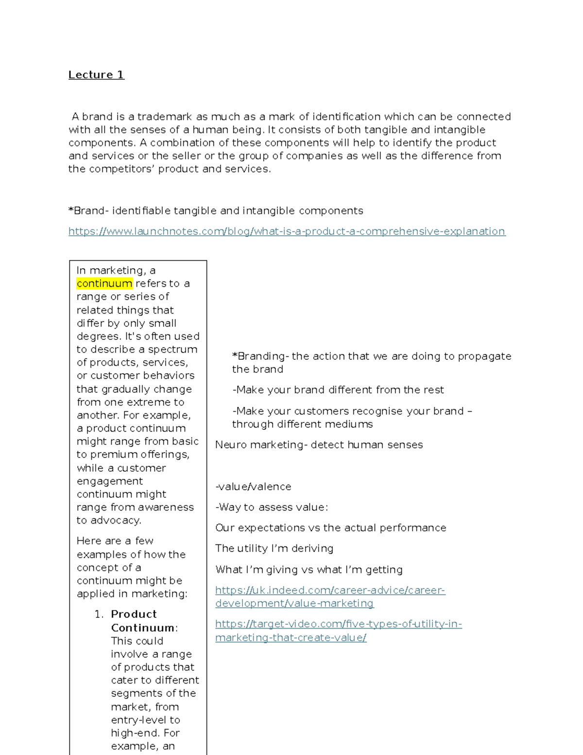 Lecture 1 self study - Lecture 1 A brand is a trademark as much as a ...