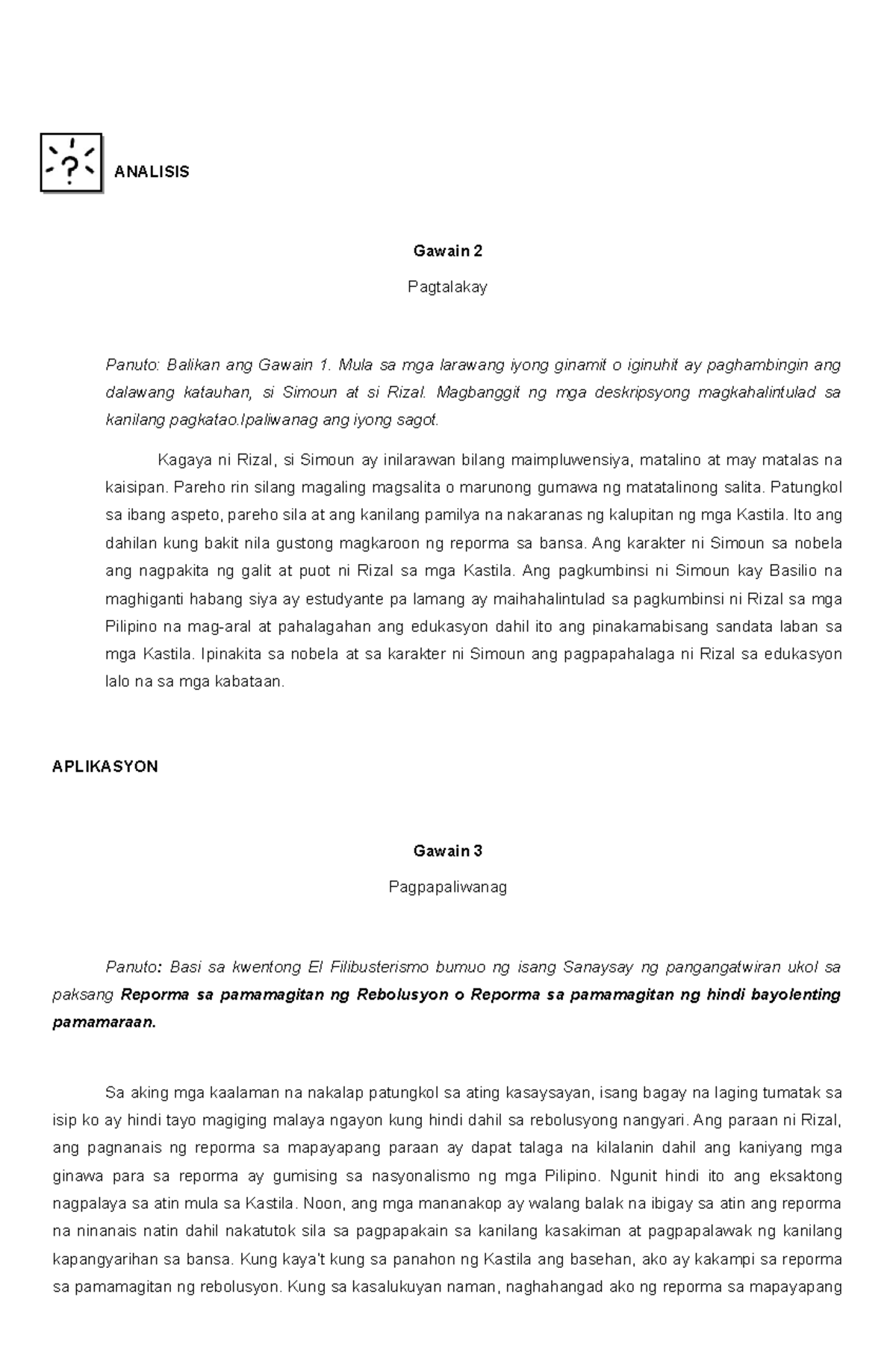 M2 Gawain 4 Aralin 4 - Analysis And Activities - ANALISIS Gawain 2 ...