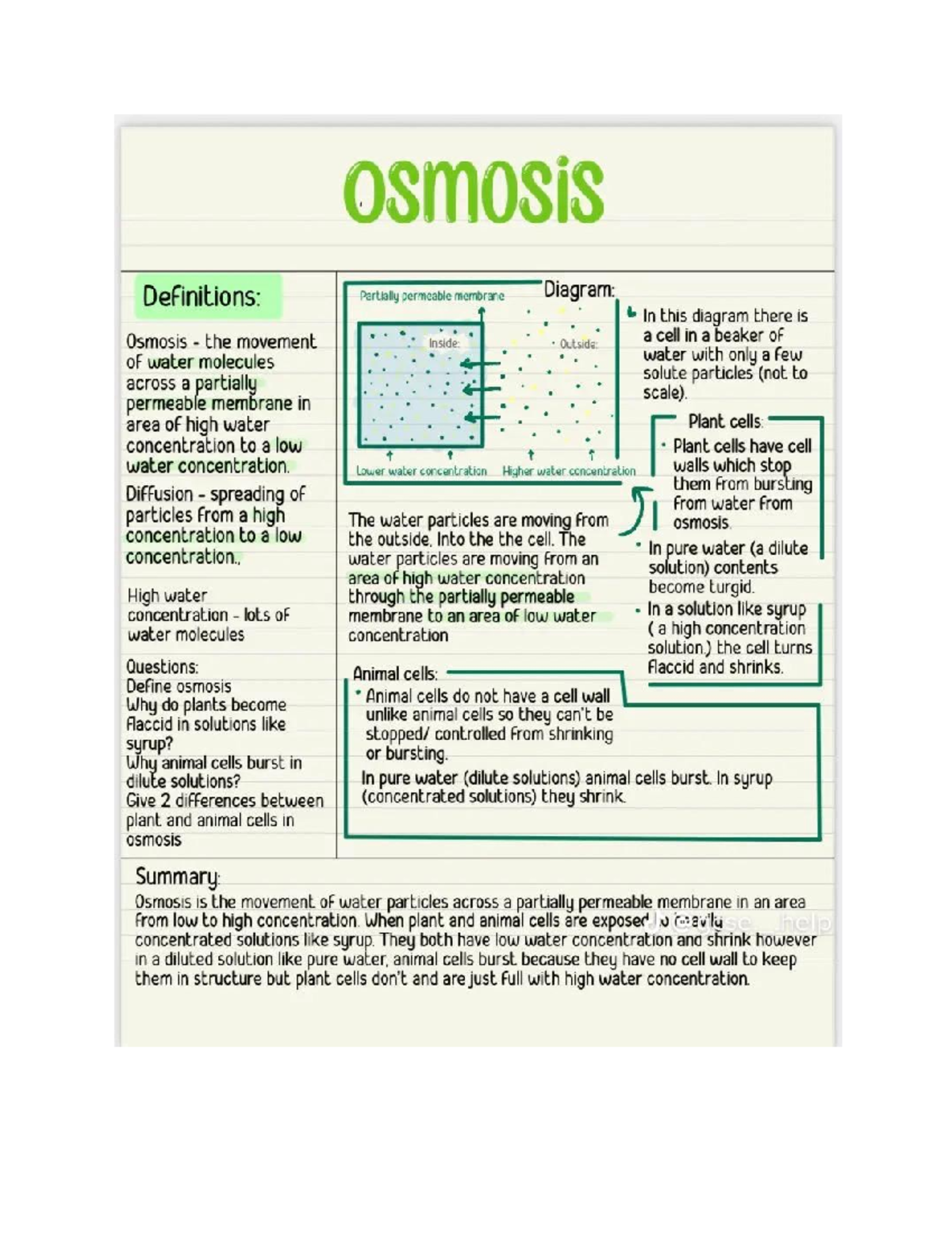 Osmosis Note Lecture Notes BIOL1020U Studocu