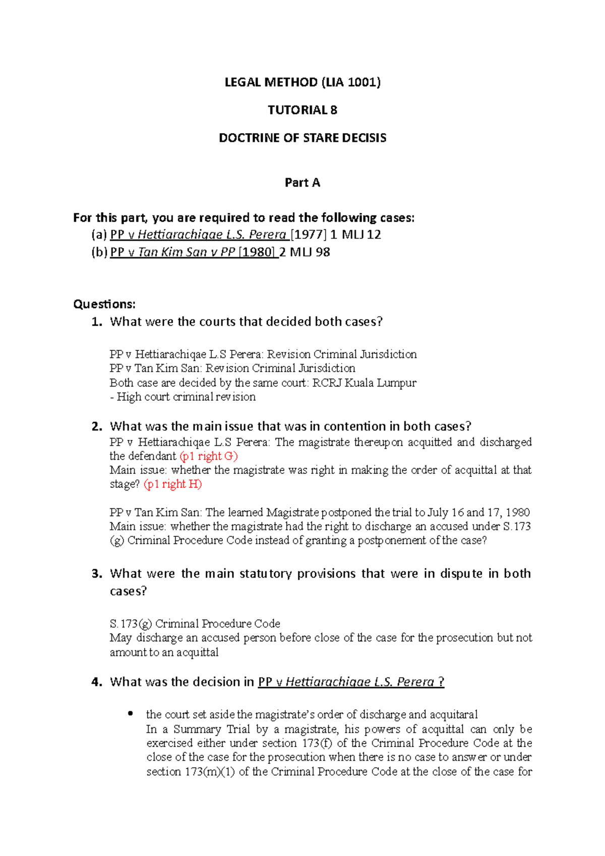 Legal Method Tutorial Legal Method Lia 1001 Tutorial 8 Doctrine Of Legal Method Tutorial Legal Method Lia 1001 Tutorial 8 Doctrine Of