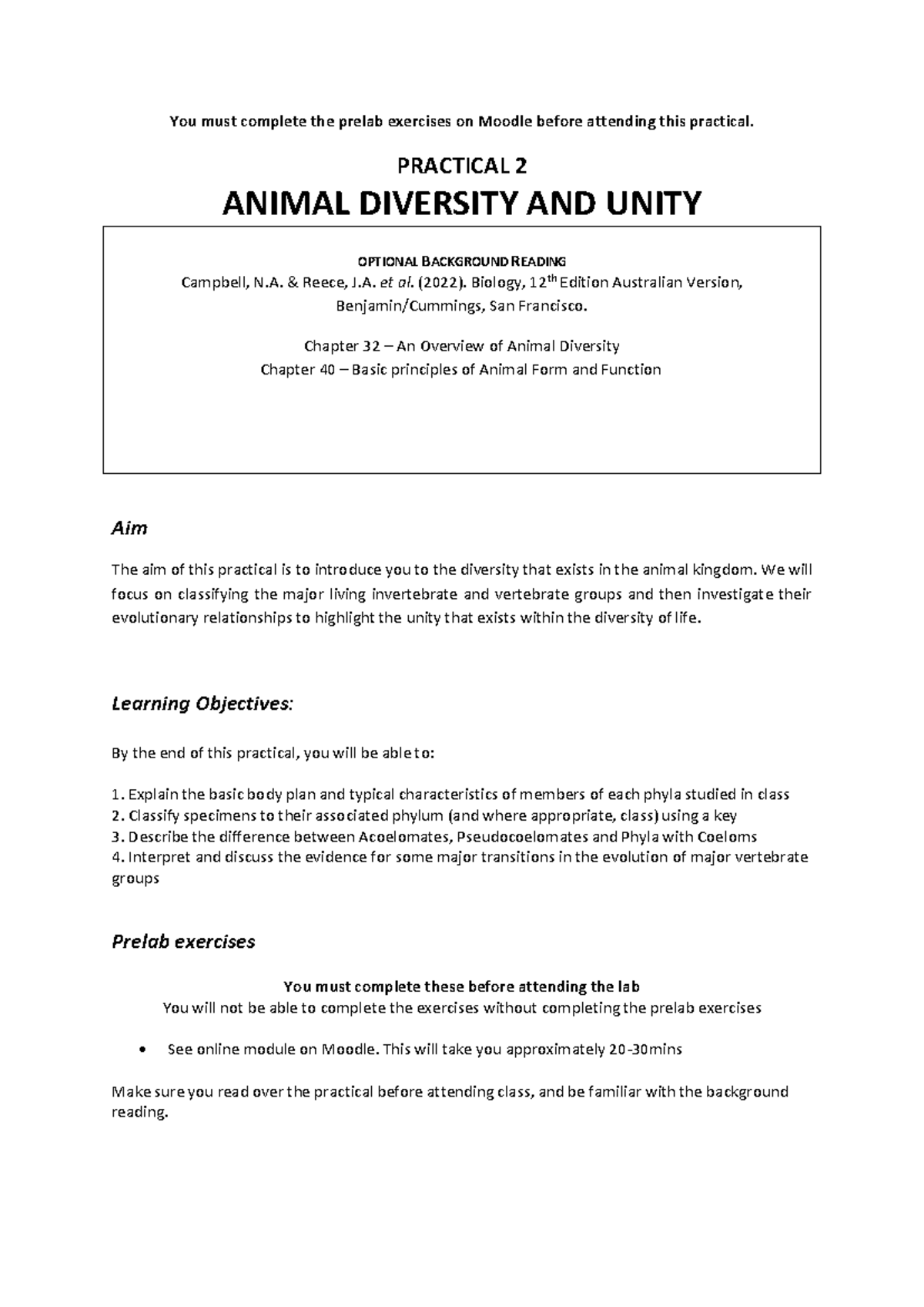 Practical 2 lab manual - You must complete the prelab exercises on ...