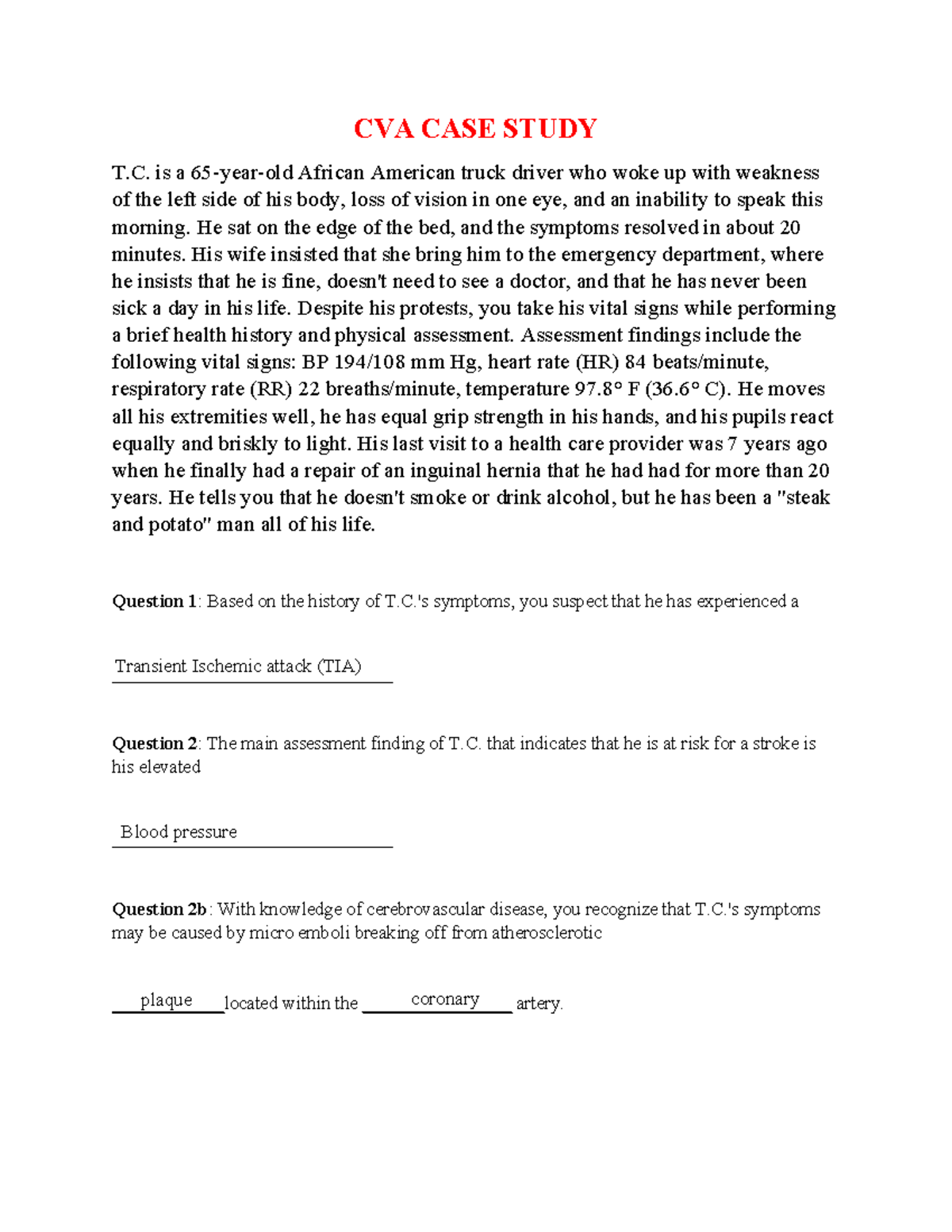 cva stroke case study