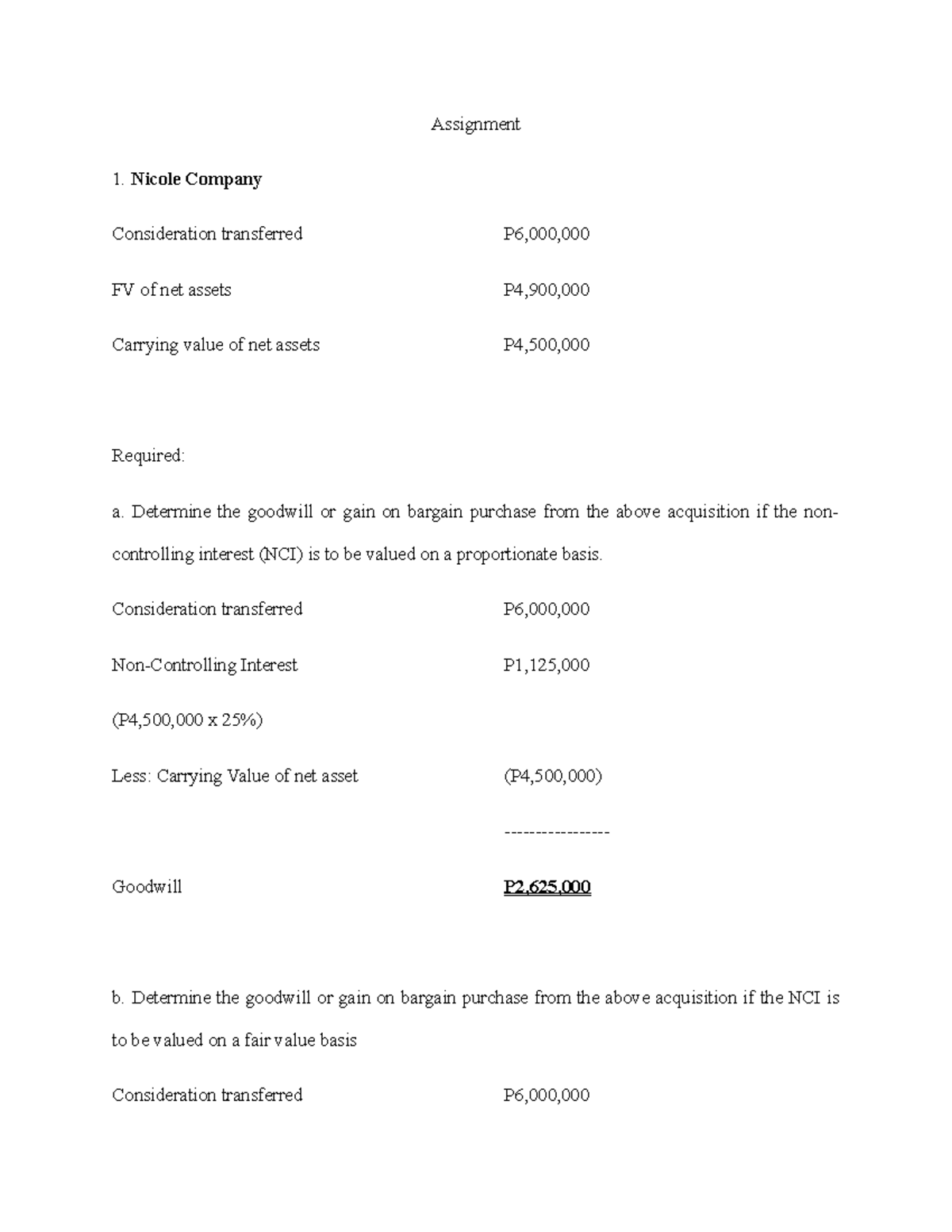 Assignment 13 - Accounting for Business Combination - Accountancy - Studocu