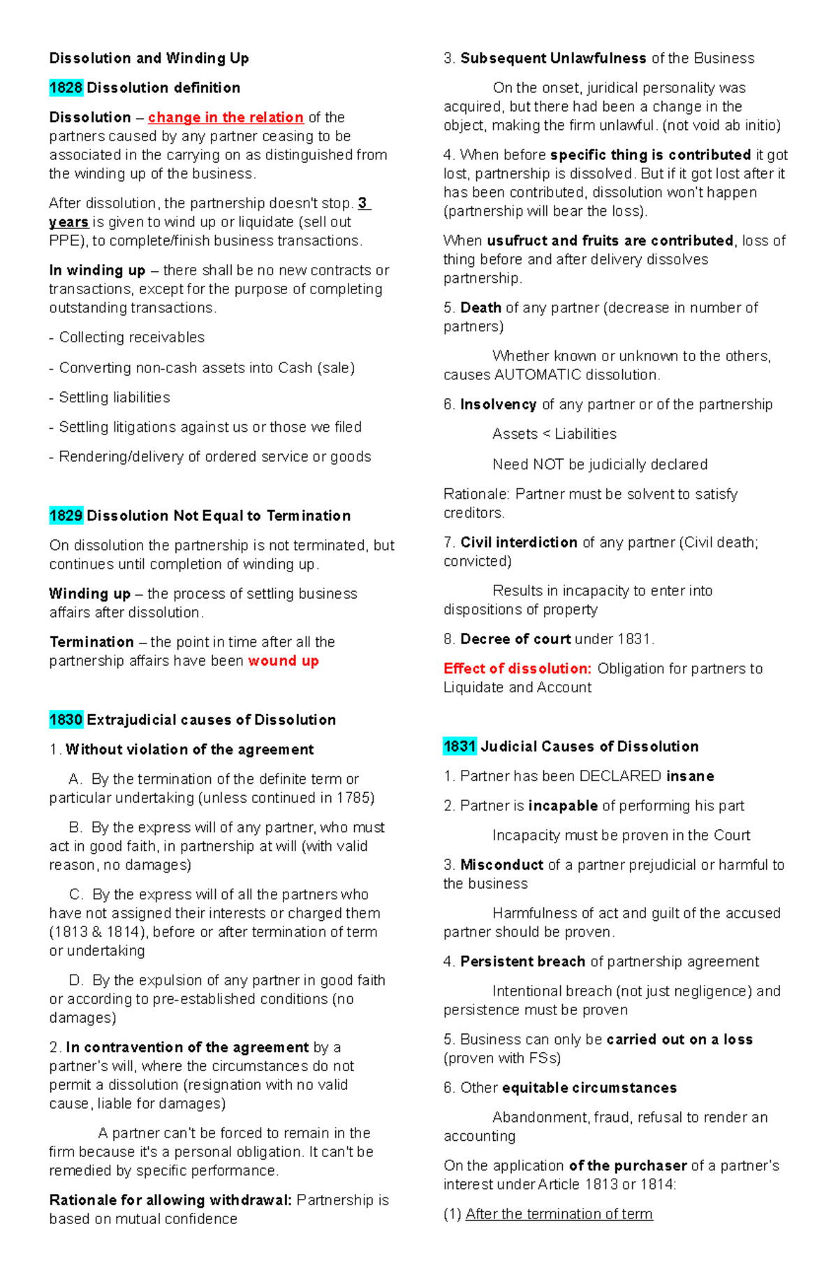 3 Dissolution and Winding Up Notes Copy Dissolution and Winding Up