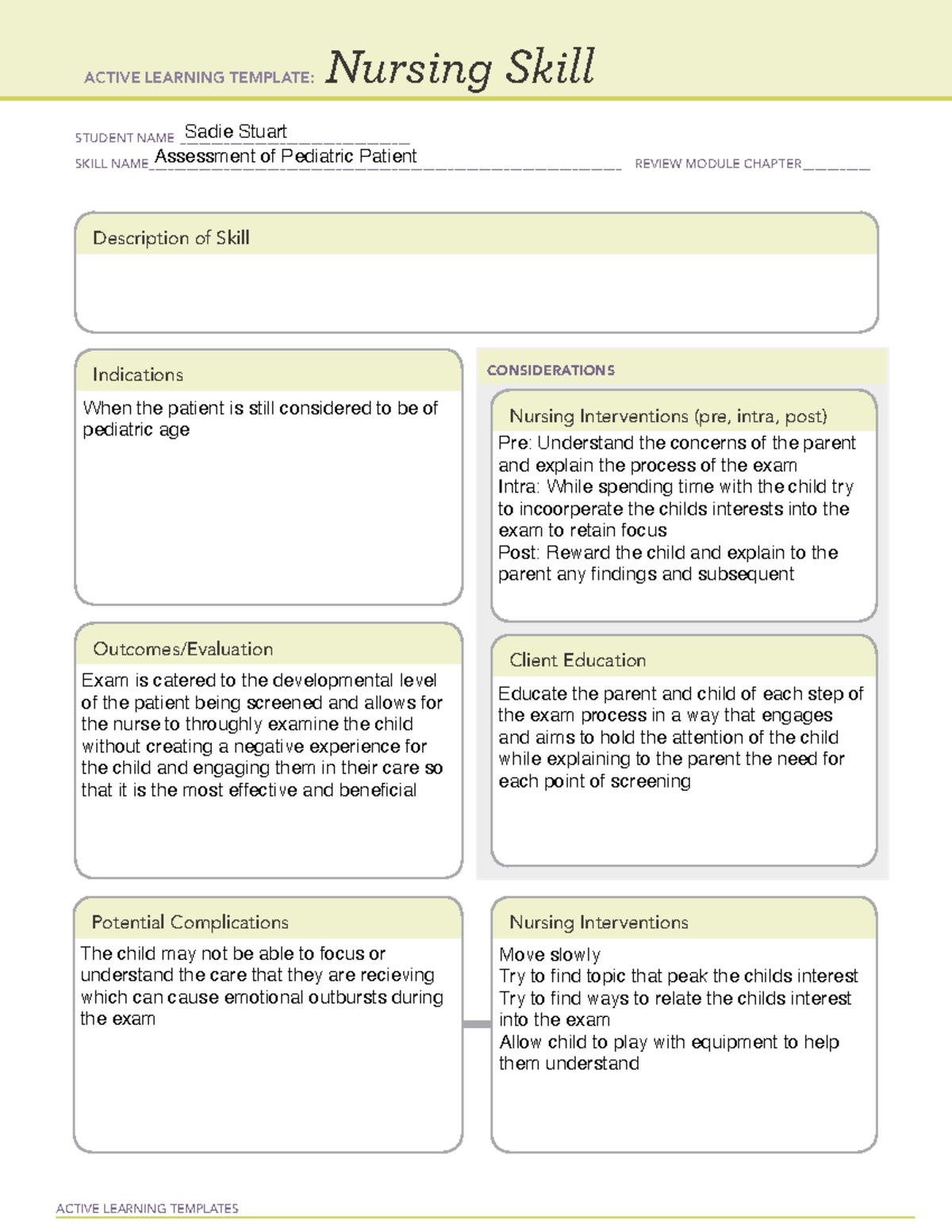 Nursing Skill Health Assessment - NURS 2208 - ACTIVE LEARNING TEMPLATES ...