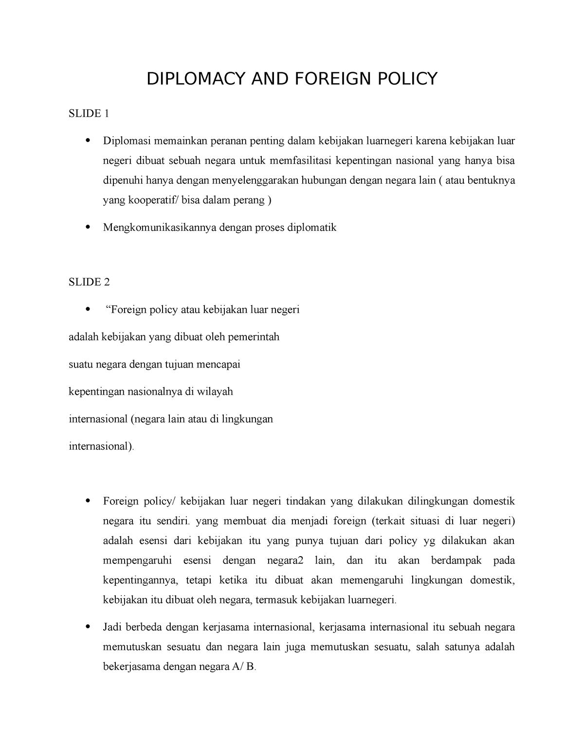 Catatan TWO Level Games + Winset - DIPLOMACY AND FOREIGN POLICY SLIDE 1 ...