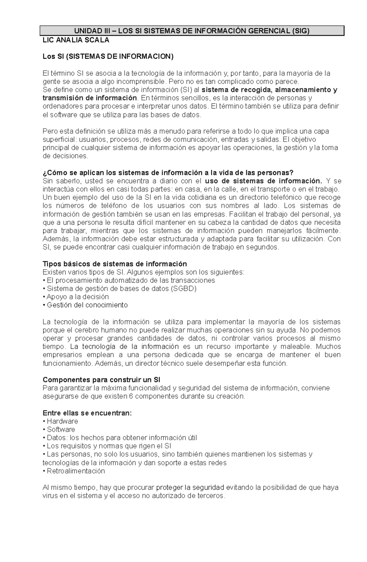 Unidad iii mmmmmmmm unidad iii los si sistemas de informaci n