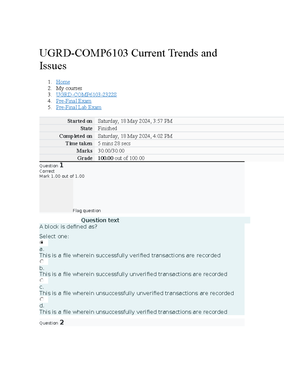 UGRD - UGRD-COMP6103 Current Trends And Issues 1. Home 2. My Courses 3 ...