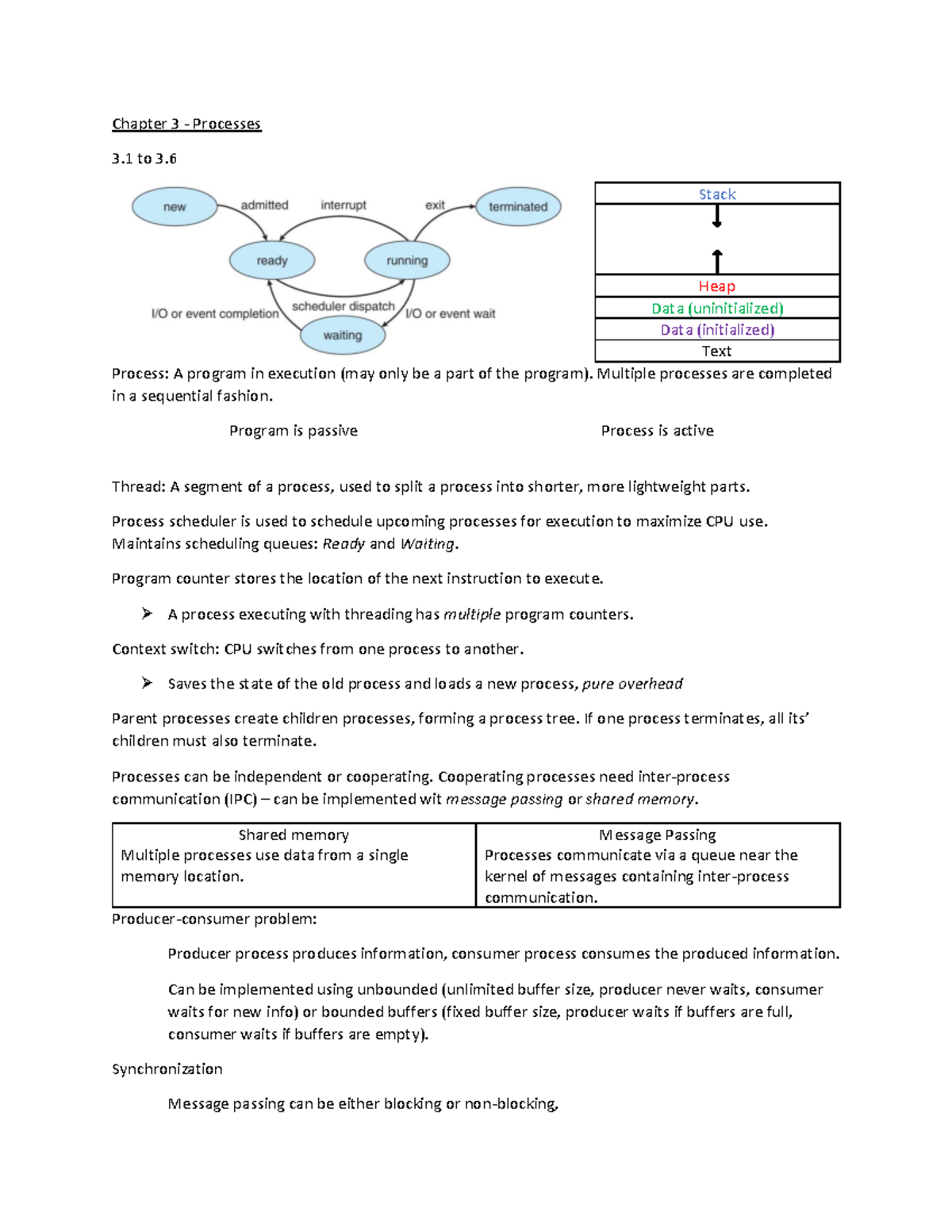 COMP 346 Midterm Study Guide part 2 - Chapter 3 - Processes 3 to 3 ...