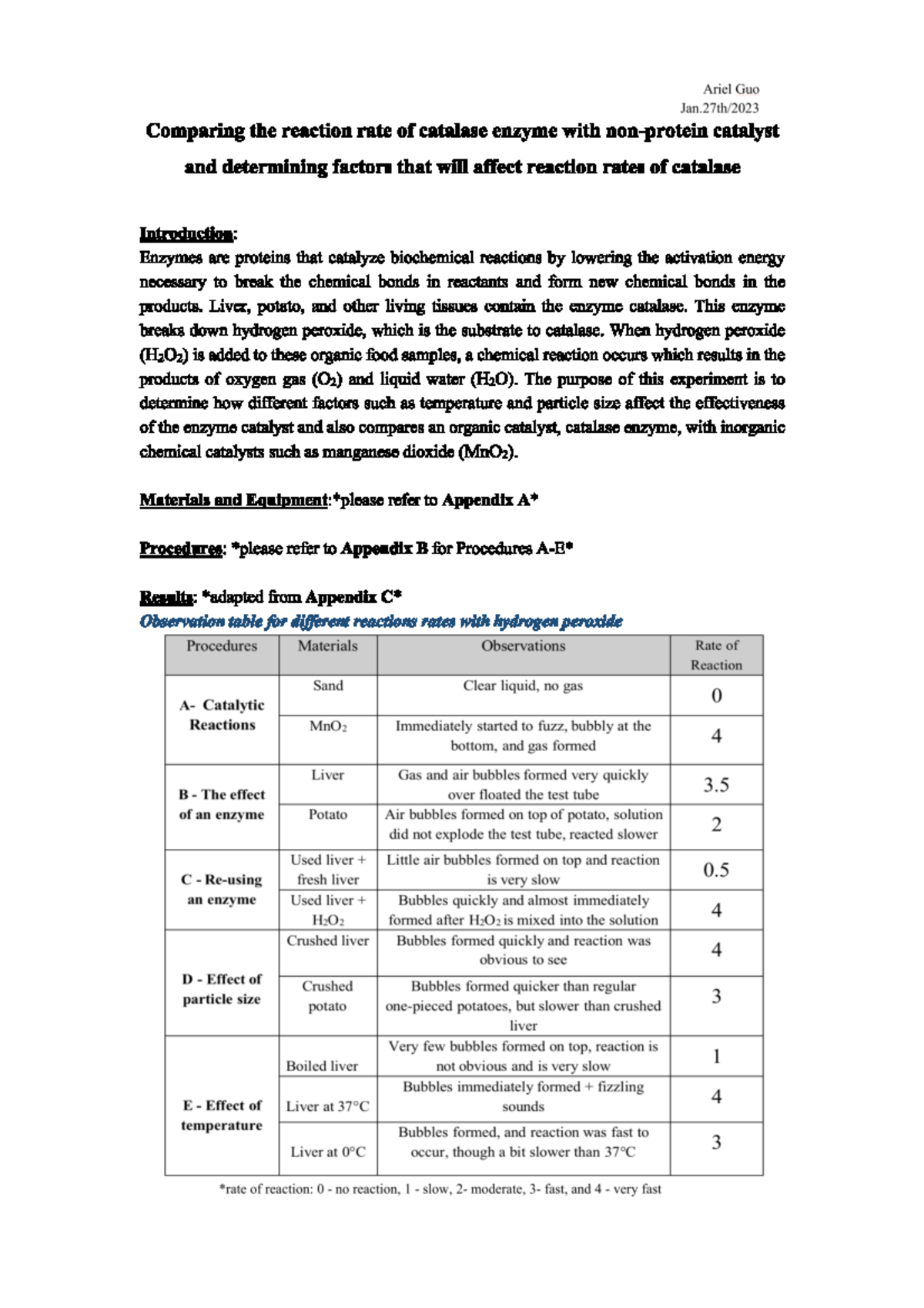 Enzyme lab report 2 - Studocu