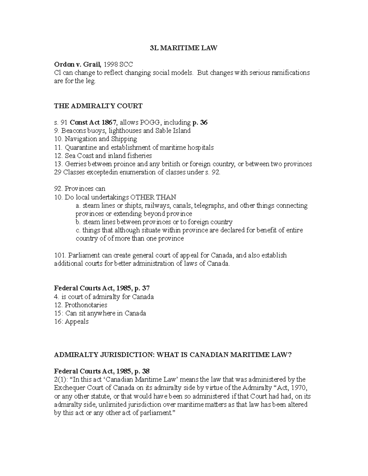 3L Maritime Law Professor Chircop 2013 3L MARITIME LAW Ordon v